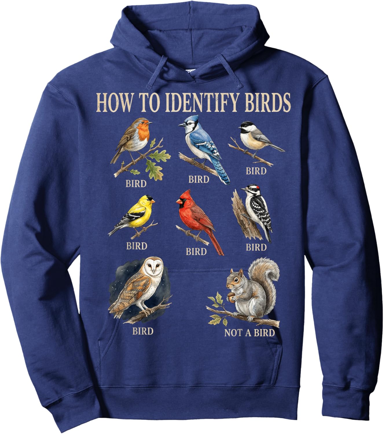Funny How to Identify Birds Birding Humor Bird Watcher Hoodie - Hoodie | Navy