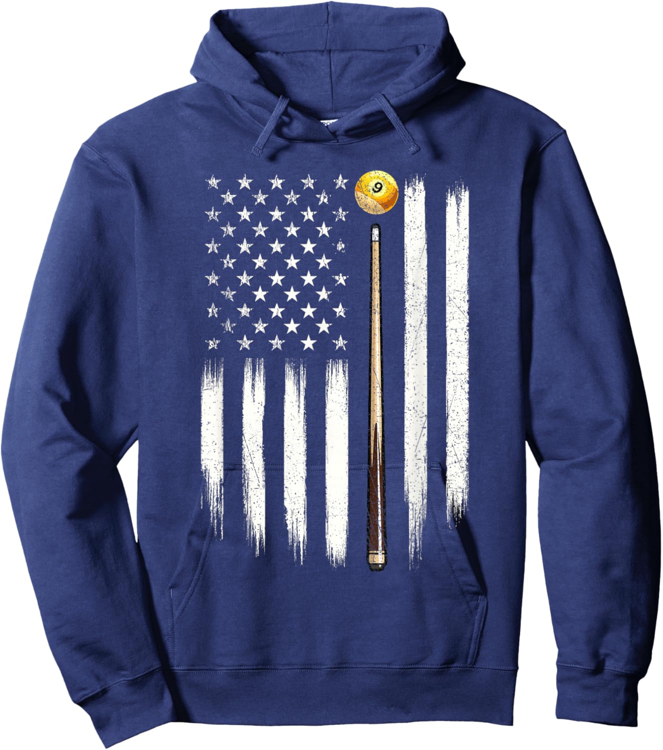 Billiard US Flag - 8 Ball Billiard Game Pool Player Hoodie - Hoodie | Navy