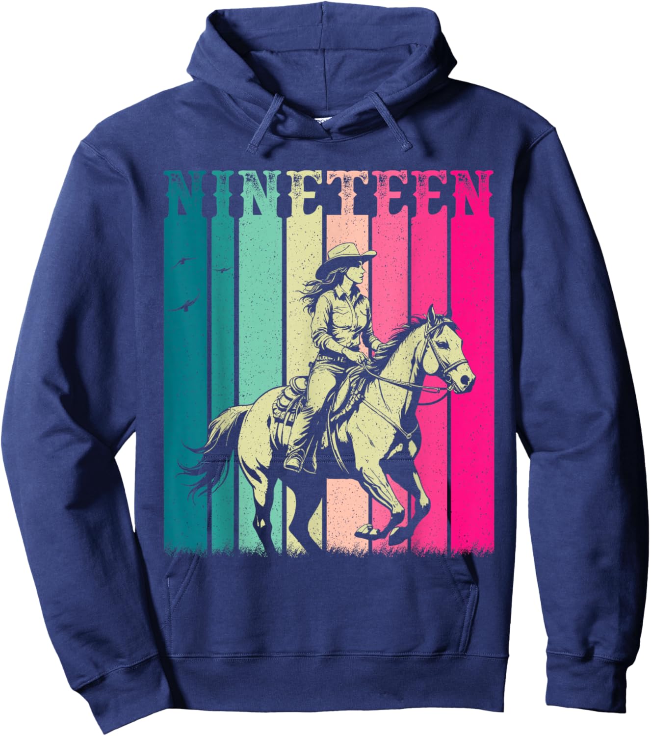Cowgirl 19th Birthday Girls 19 Year Old Western Rodeo Party Hoodie - Hoodie | Navy