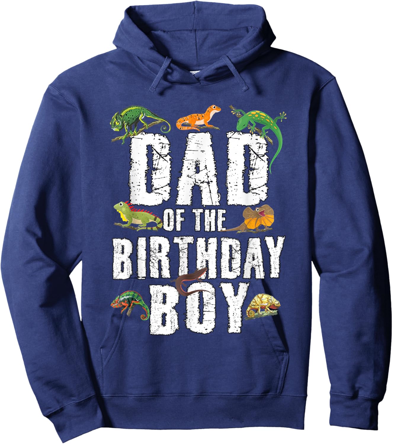 Dad of The Birthday Boy Reptiles Lizard Themed Party Hoodie - Hoodie | Navy