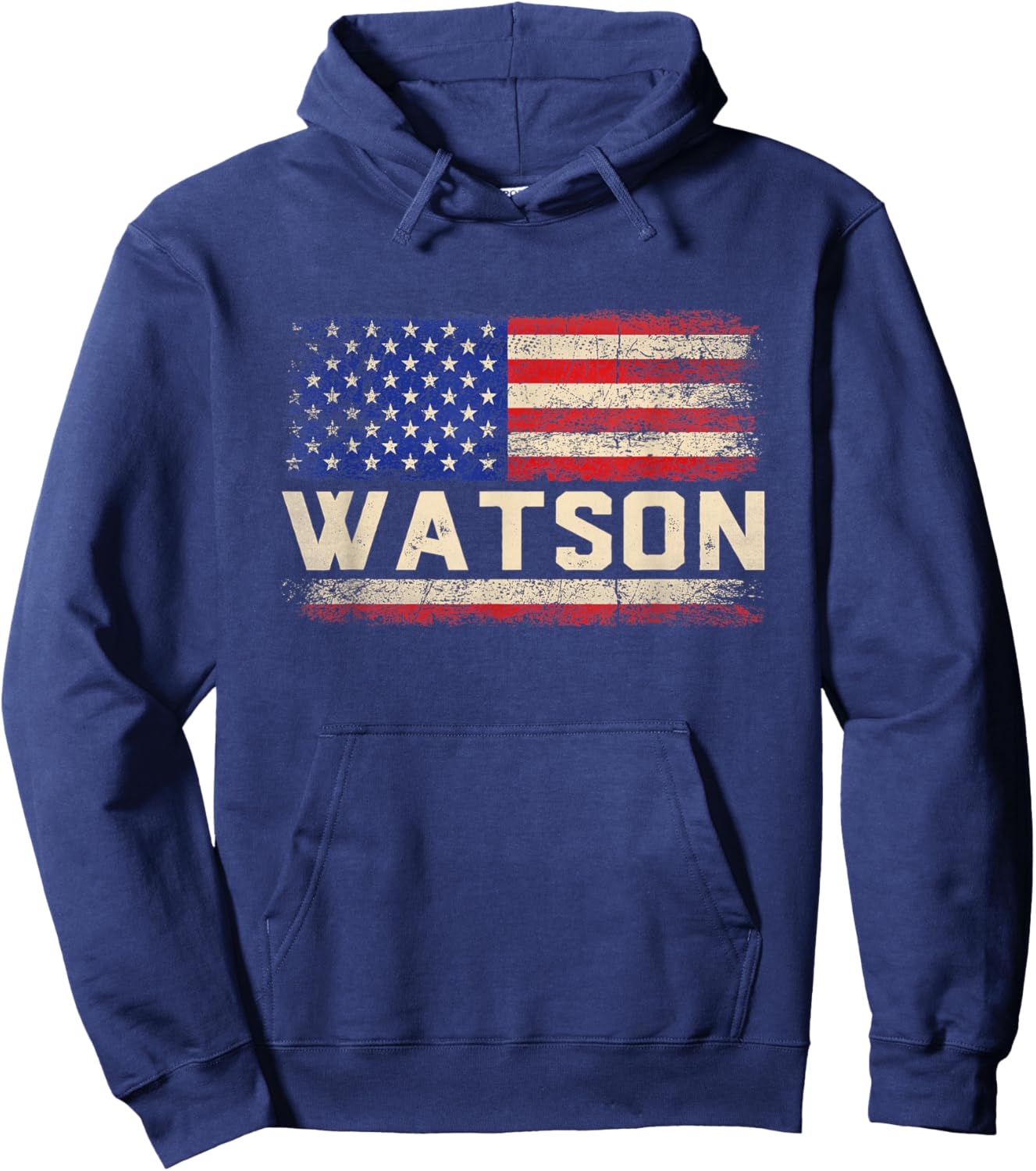 Watson Last Name Shirt Watson Name American Flag Hoodie - Hoodie | Navy