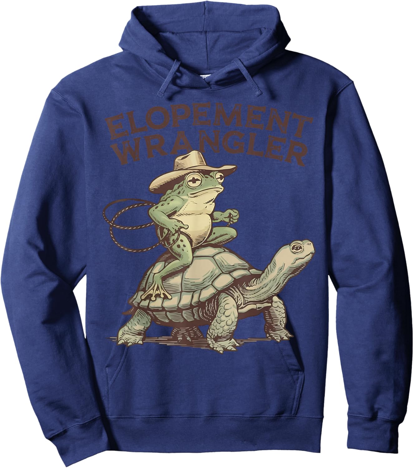 Cowboy Frog Riding Turtle ABA Therapist Elopement Wrangler Hoodie - Hoodie | Navy