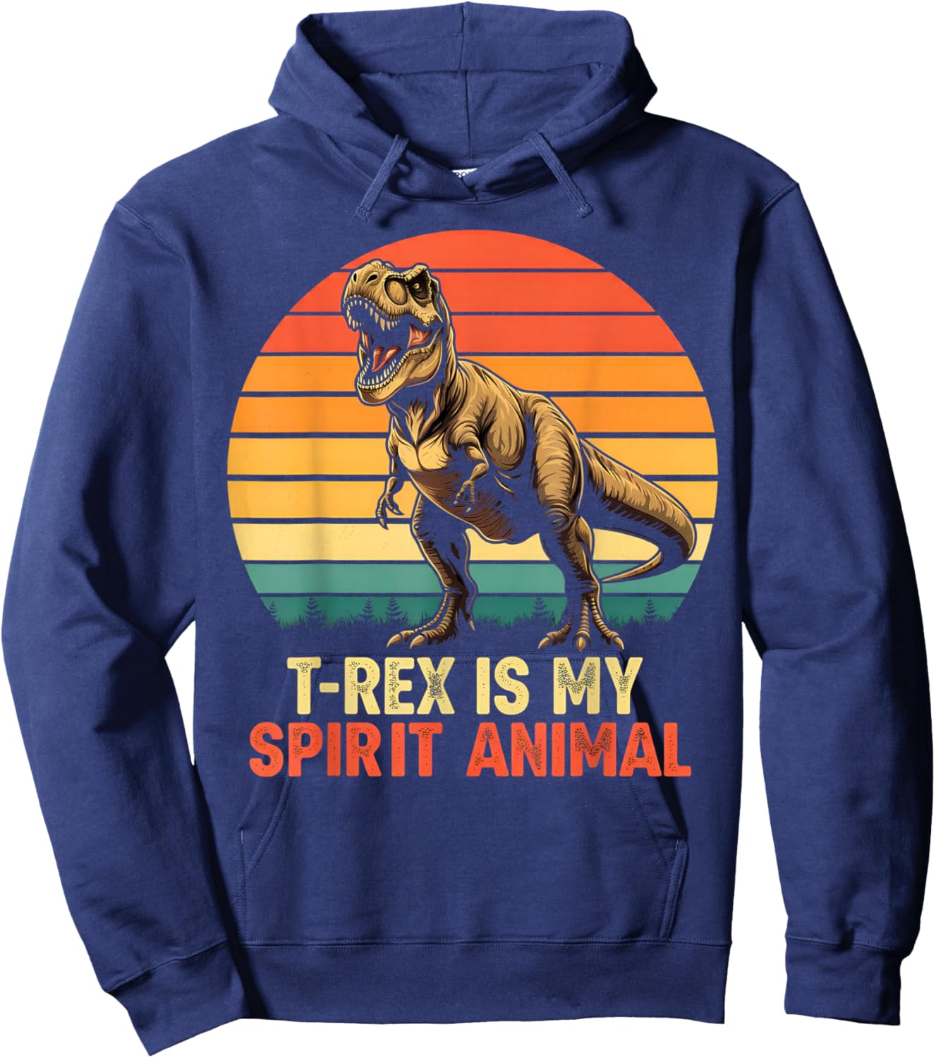 T-Rex is My Spirit Animal Funny Dinosaur Fan Retro Graphic Hoodie - Hoodie | Navy