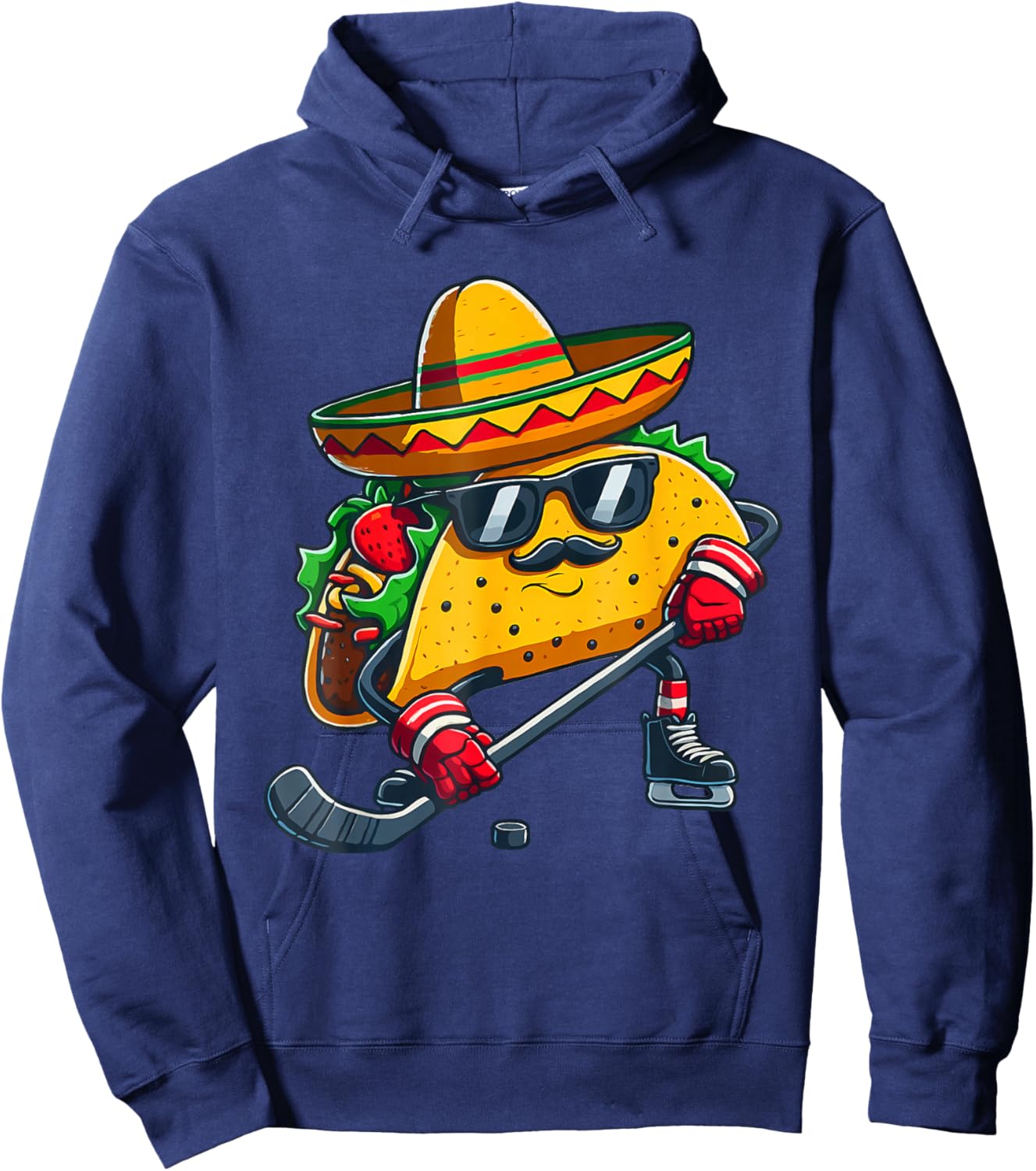 Funny Cinco De Mayo Taco Ice Hockey Player Men Women Hoodie - Hoodie | Navy