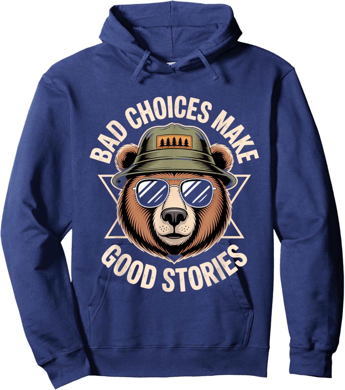 Funny Graphic Bear Bad Choices Make Good Stories Hoodie - Hoodie | Navy