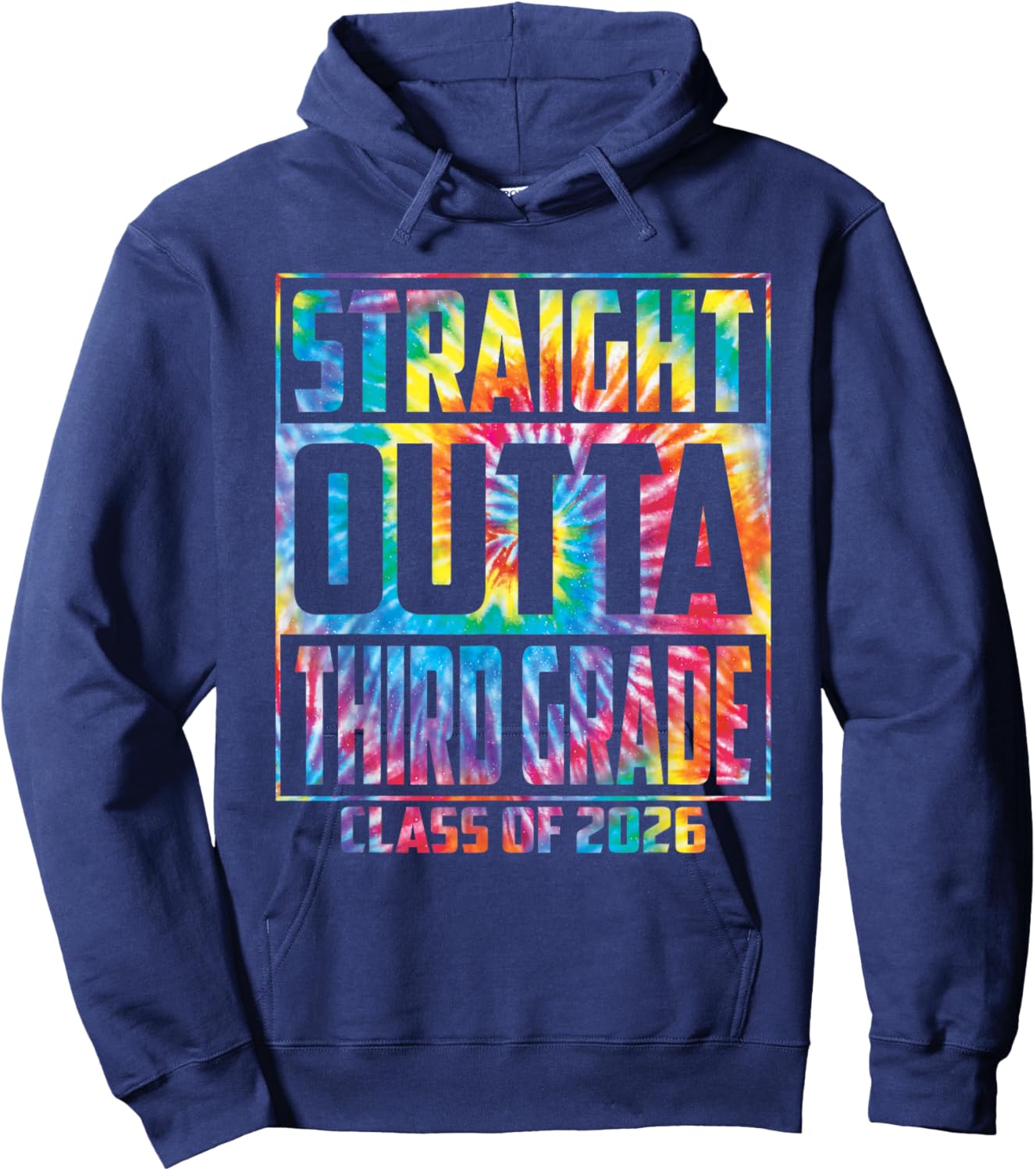Straight Outta Third Grade Class 2026 Graduation 3rd Grade Hoodie - Hoodie | Navy
