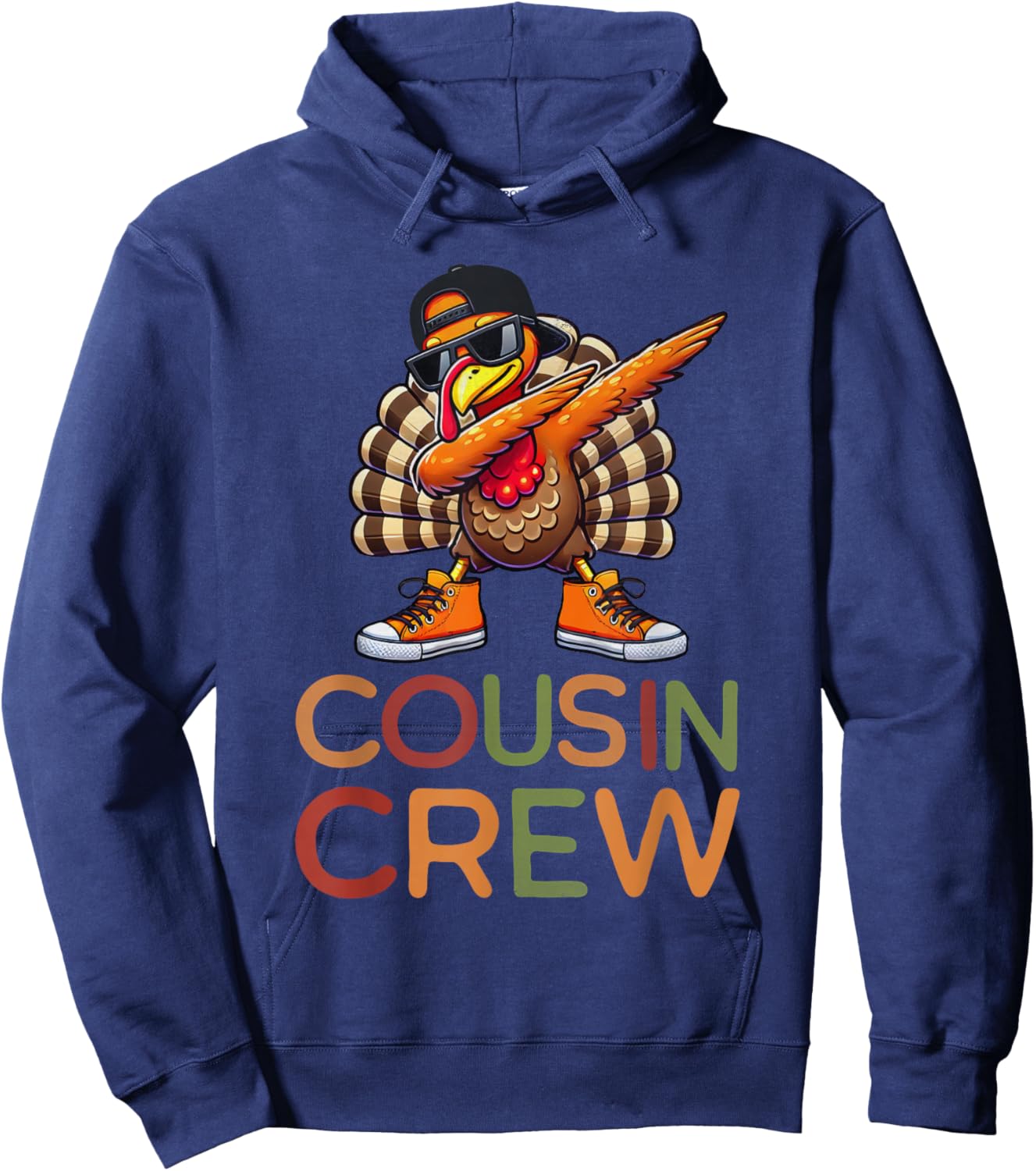 Thanksgiving Cousin Crew Matching Kids Dabbing Turkey Boys Hoodie - Hoodie | Navy