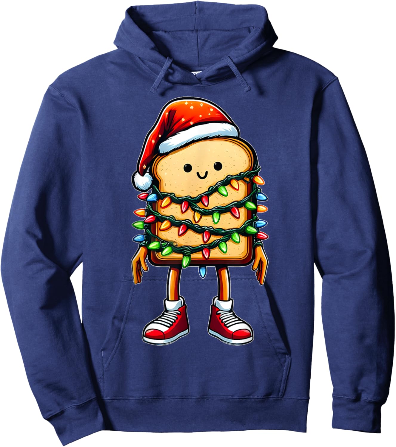 Cute Loaf Bread Baking Bread Baker Christmas Hat Xmas Hoodie - Hoodie | Navy