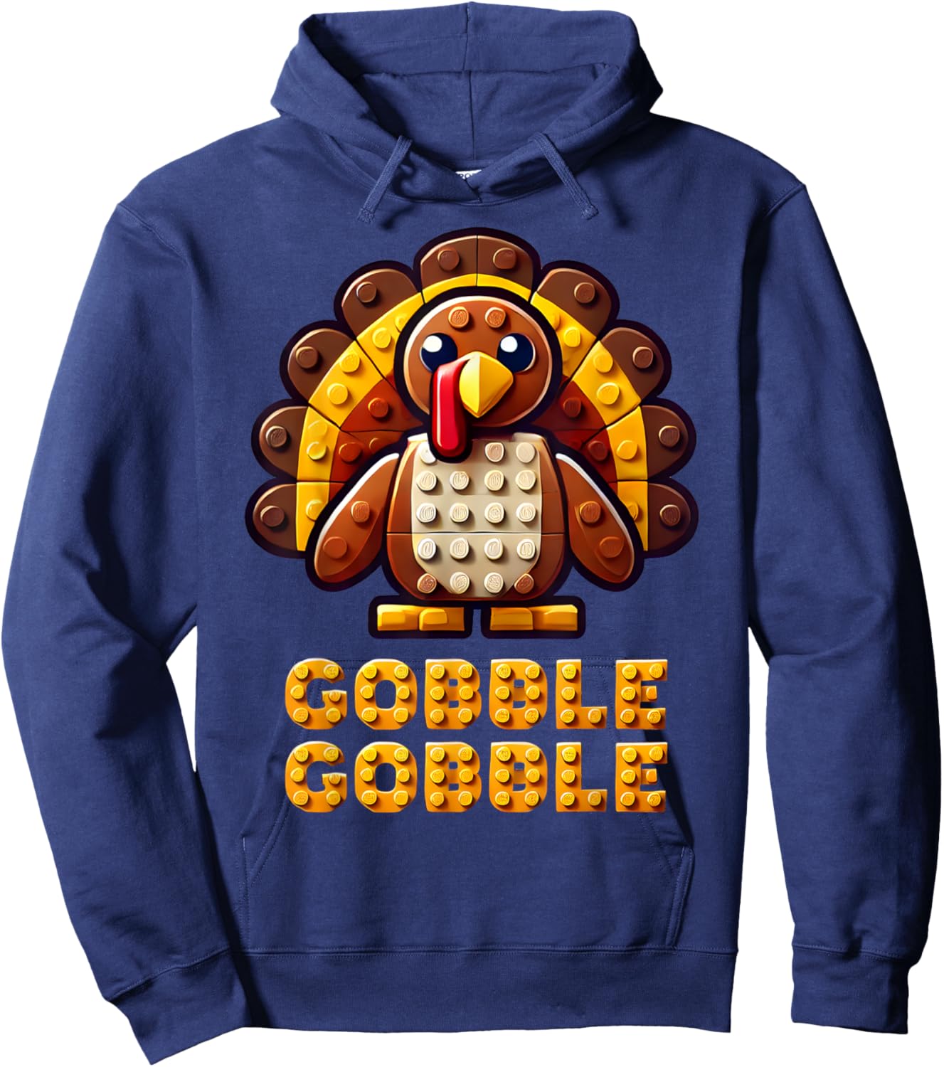 Play Building Blocks Turkey Thanksgiving Builder Boys Kids Hoodie - Hoodie | Navy