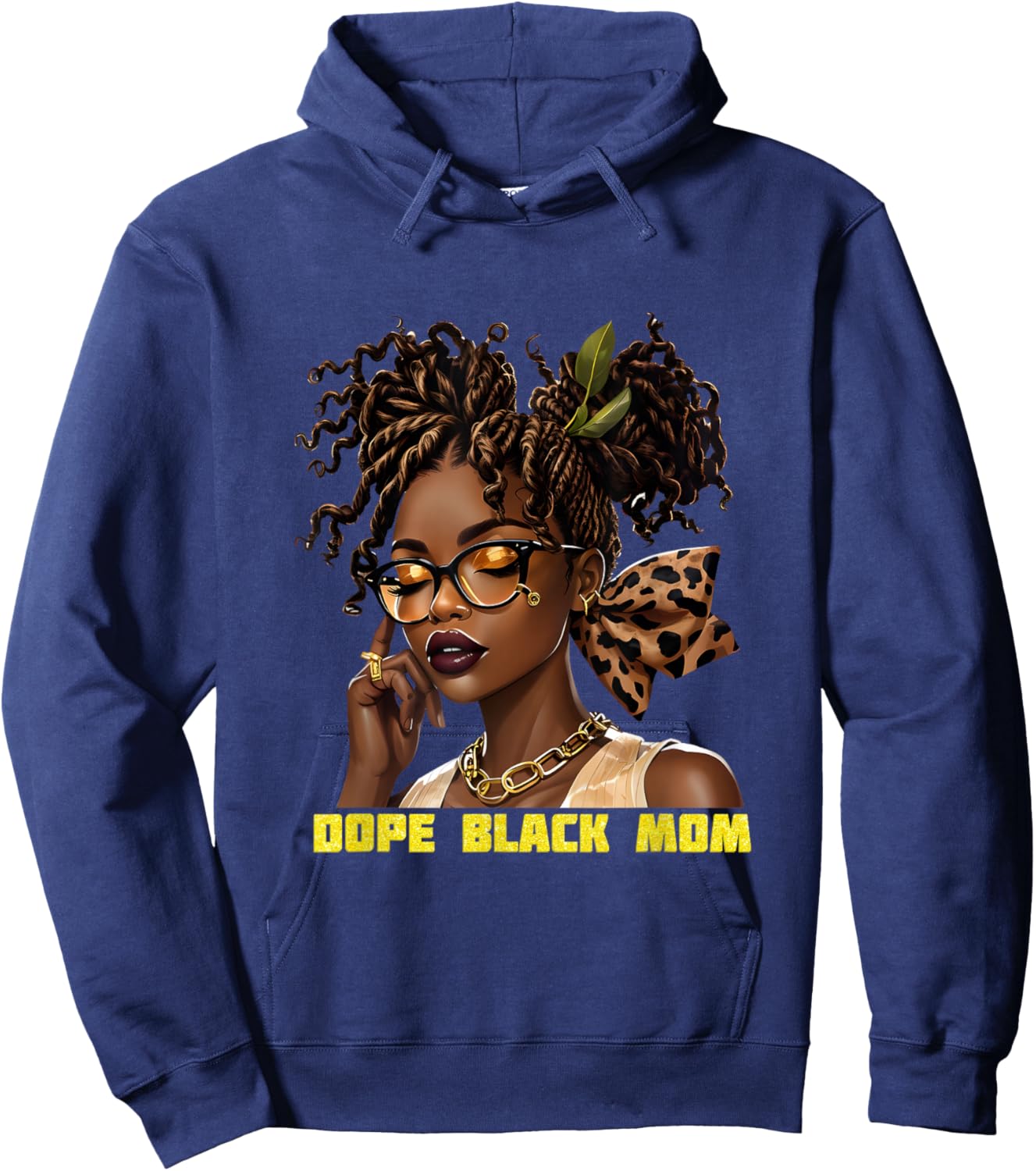 Afro Queen African Melanin Dope Black Mom Mama Hoodie - Hoodie | Navy