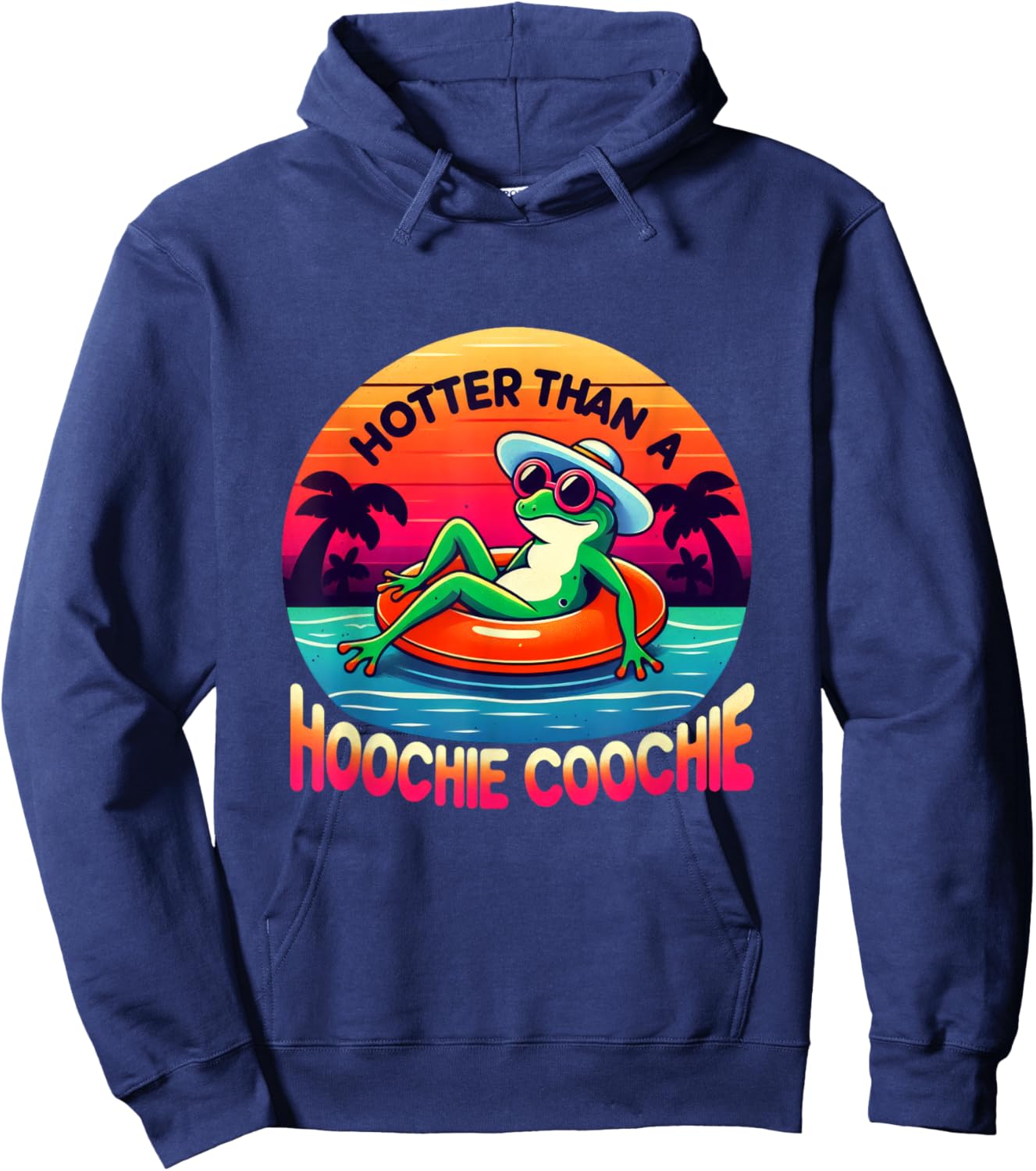 Retro Country Music Fans Hotter Than A Hoochie Coochie Frog Hoodie - Hoodie | Navy