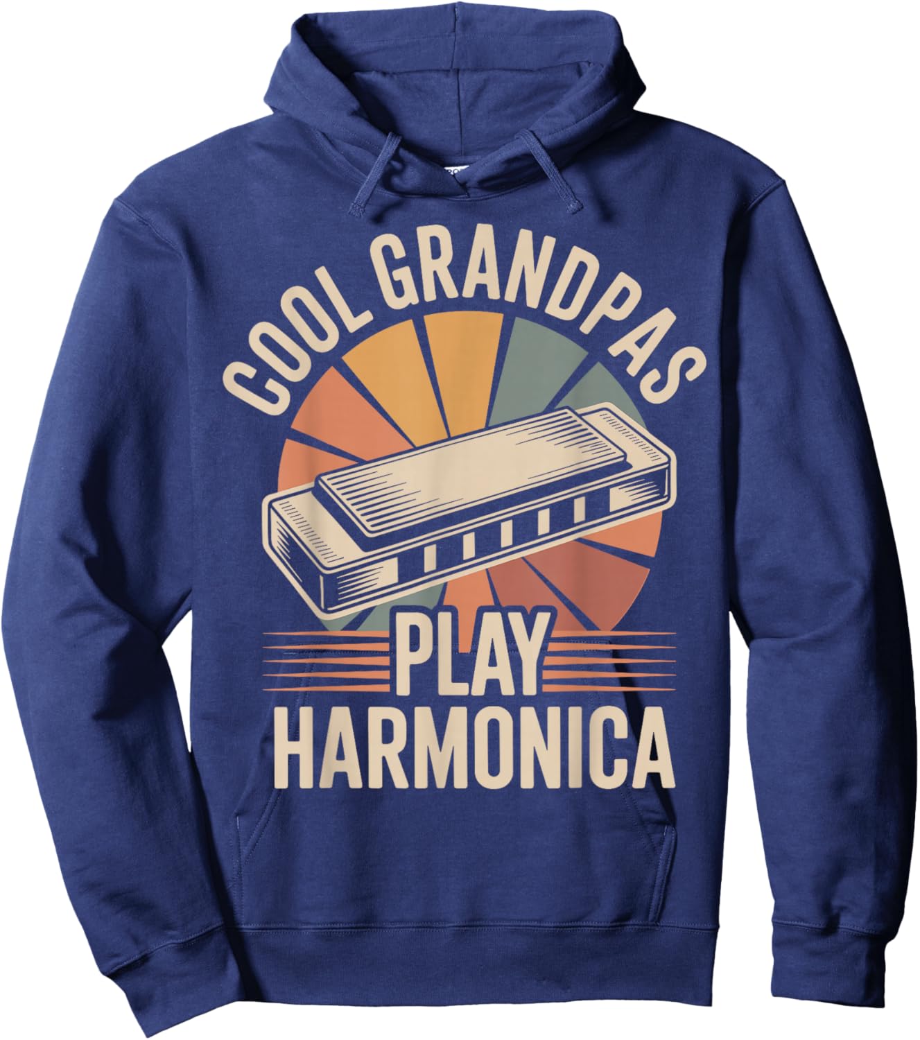 Cool Grandpas Play Harmonica Funny Hoodie - Hoodie | Navy