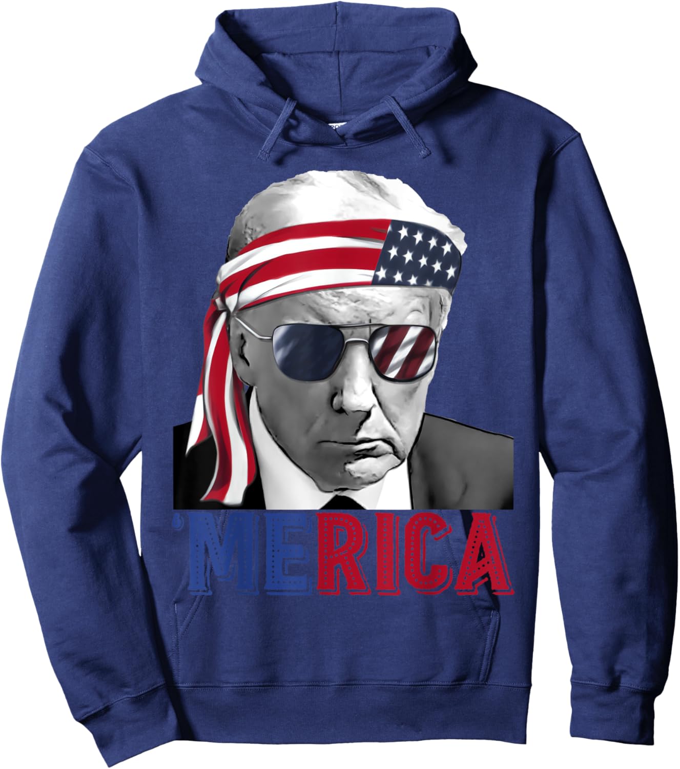 Happy 4th Of July 'MERICA TRUMP American Flag USA Women Girls Kids Men Hoodie - Hoodie | Navy
