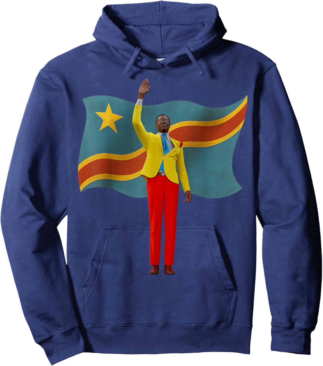 Lumumba - Congo Fan Design - Tribute to the Raised Hand Hoodie - Hoodie | Navy