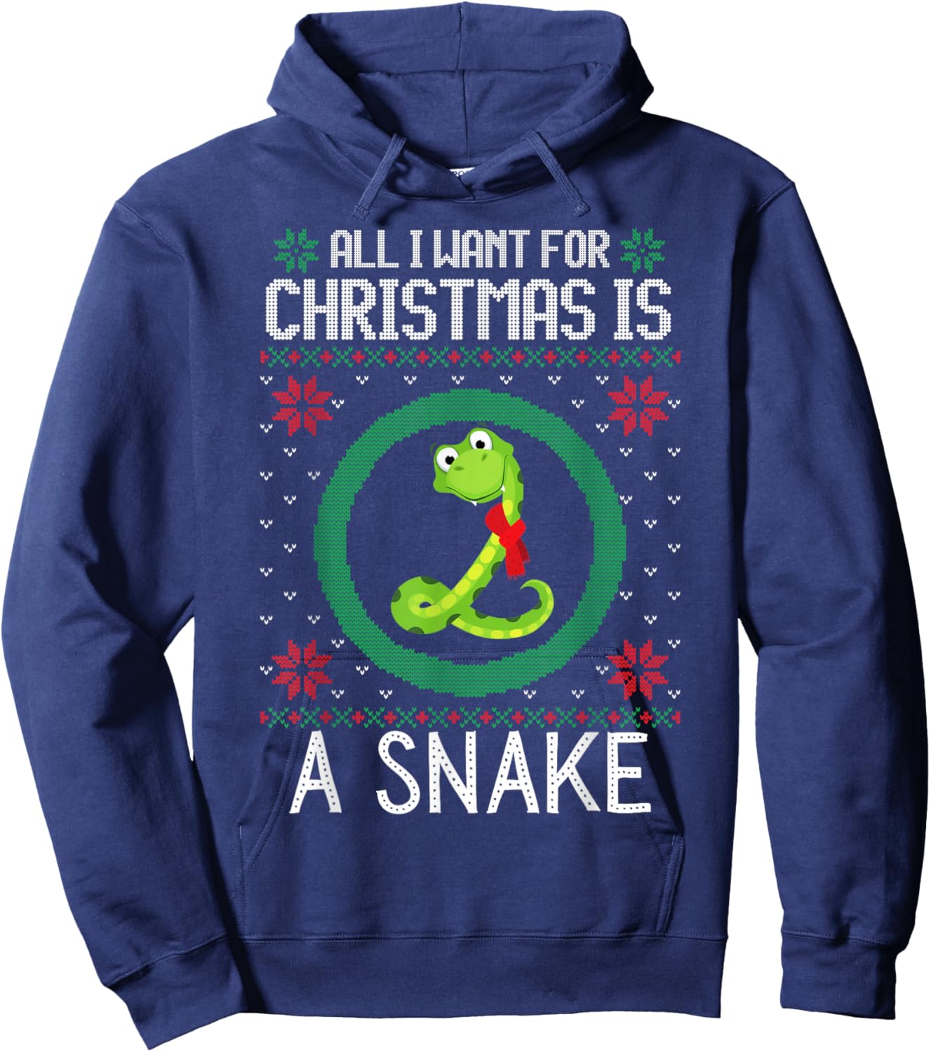 All I Want for Christmas is A Snake Funny Xmas Sweater Retro Hoodie - Hoodie | Navy