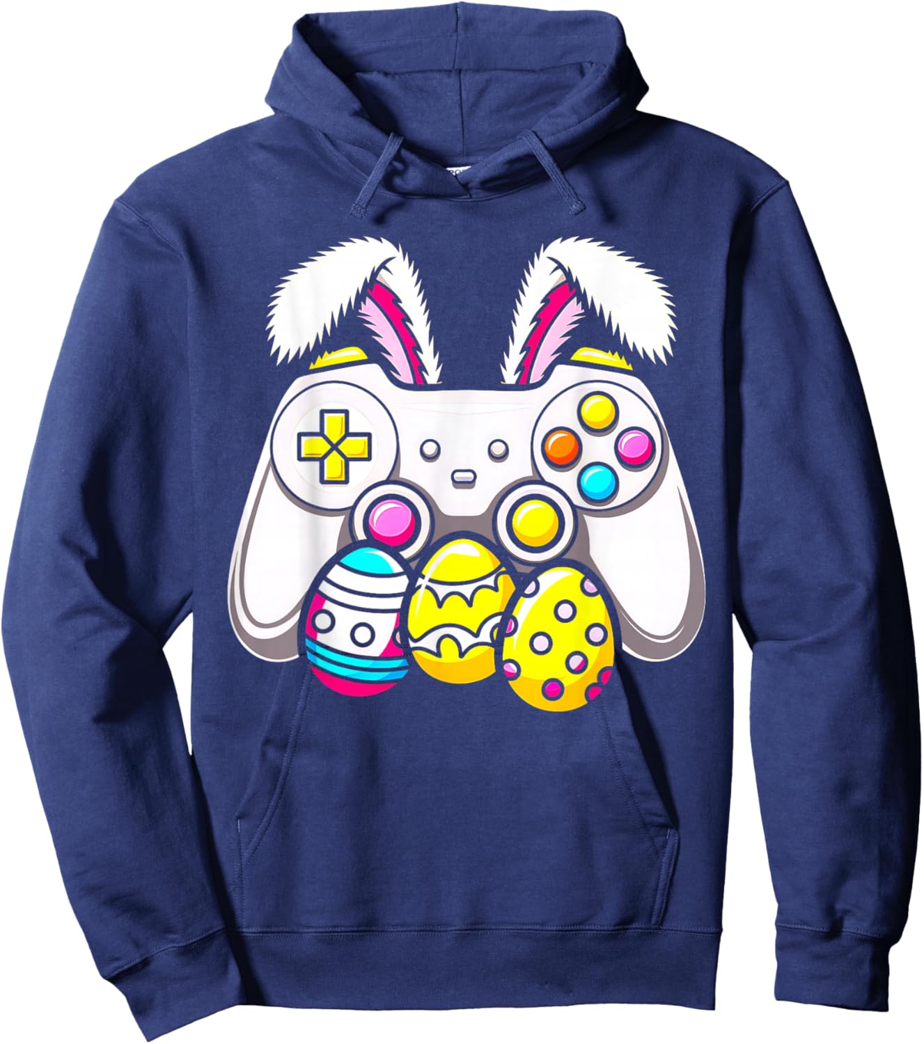 Gamer Easter Bunny Controller Cute Easter Eggs Kids Hoodie - Hoodie | Navy
