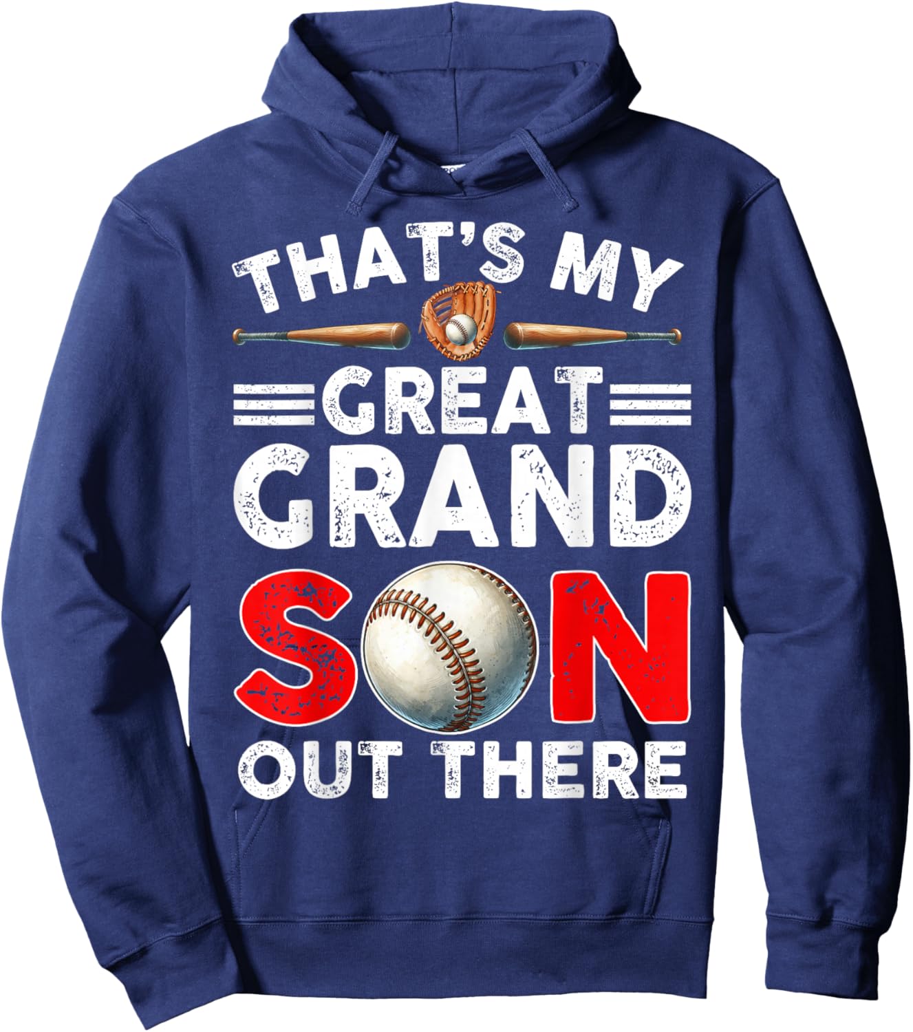 Vintage That's My Great Grandson Out There Baseball Hoodie - Hoodie | Navy