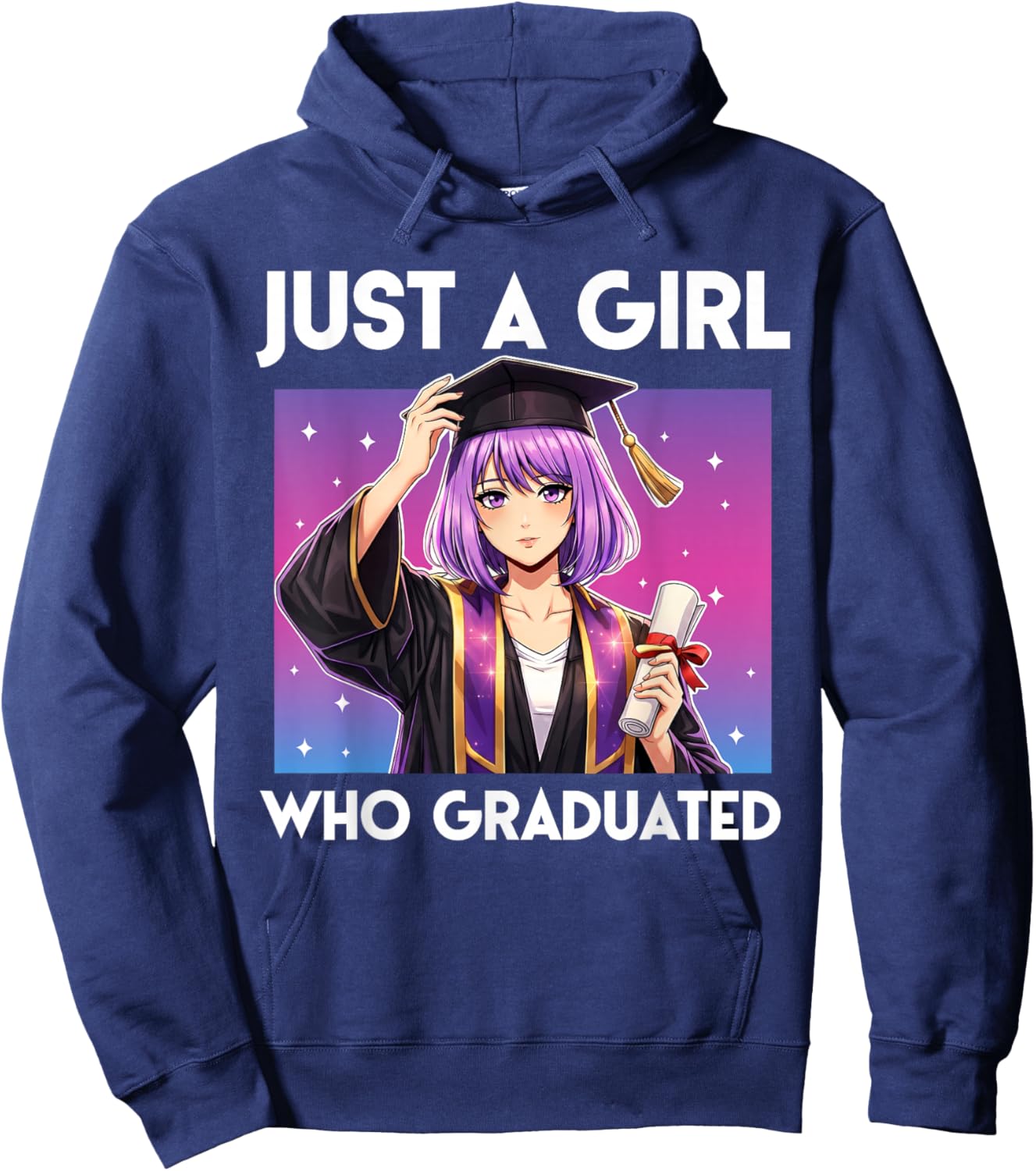 Just A Girl Who Graduated Class of 2026 Senior Grad Anime Hoodie - Hoodie | Navy
