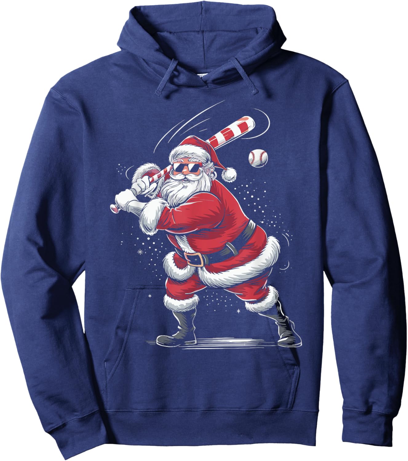 Santa Playing Baseball Christmas Baseball Player Men Boys Hoodie - Hoodie | Navy