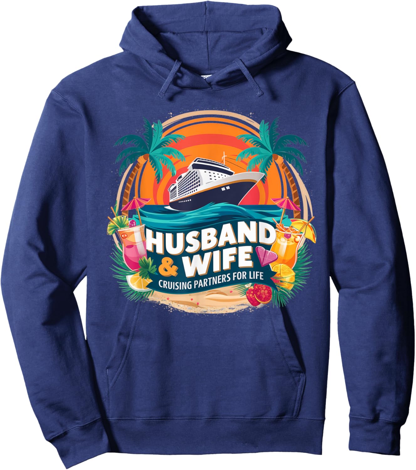 Husband and Wife Cruising Partners for Life Honeymoon Cruise Hoodie - Hoodie | Navy