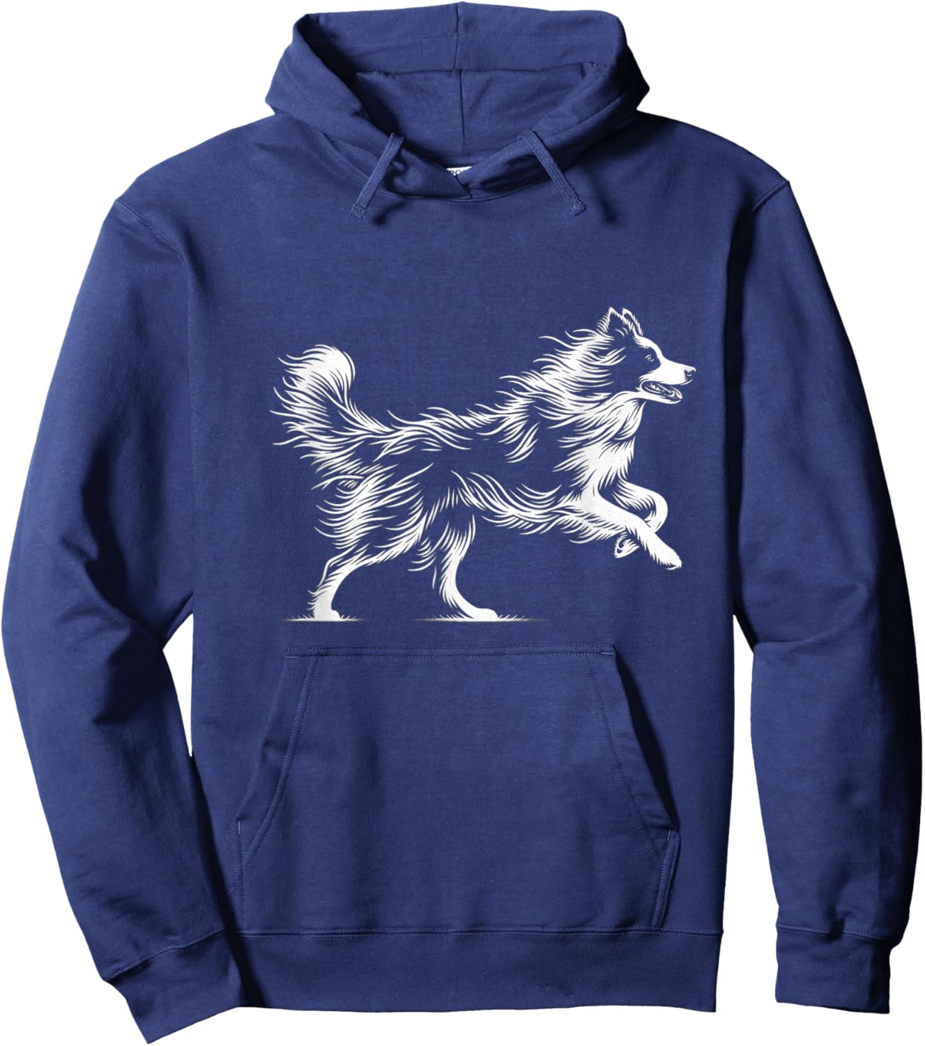 Line Art Pets Energetic Border Collie , Small, Black Hoodie - Hoodie | Navy