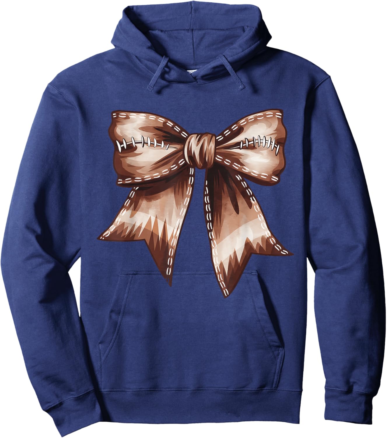 Coquette Bow Funny Football Lover Game Day Football Mom Mama Hoodie - Hoodie | Navy