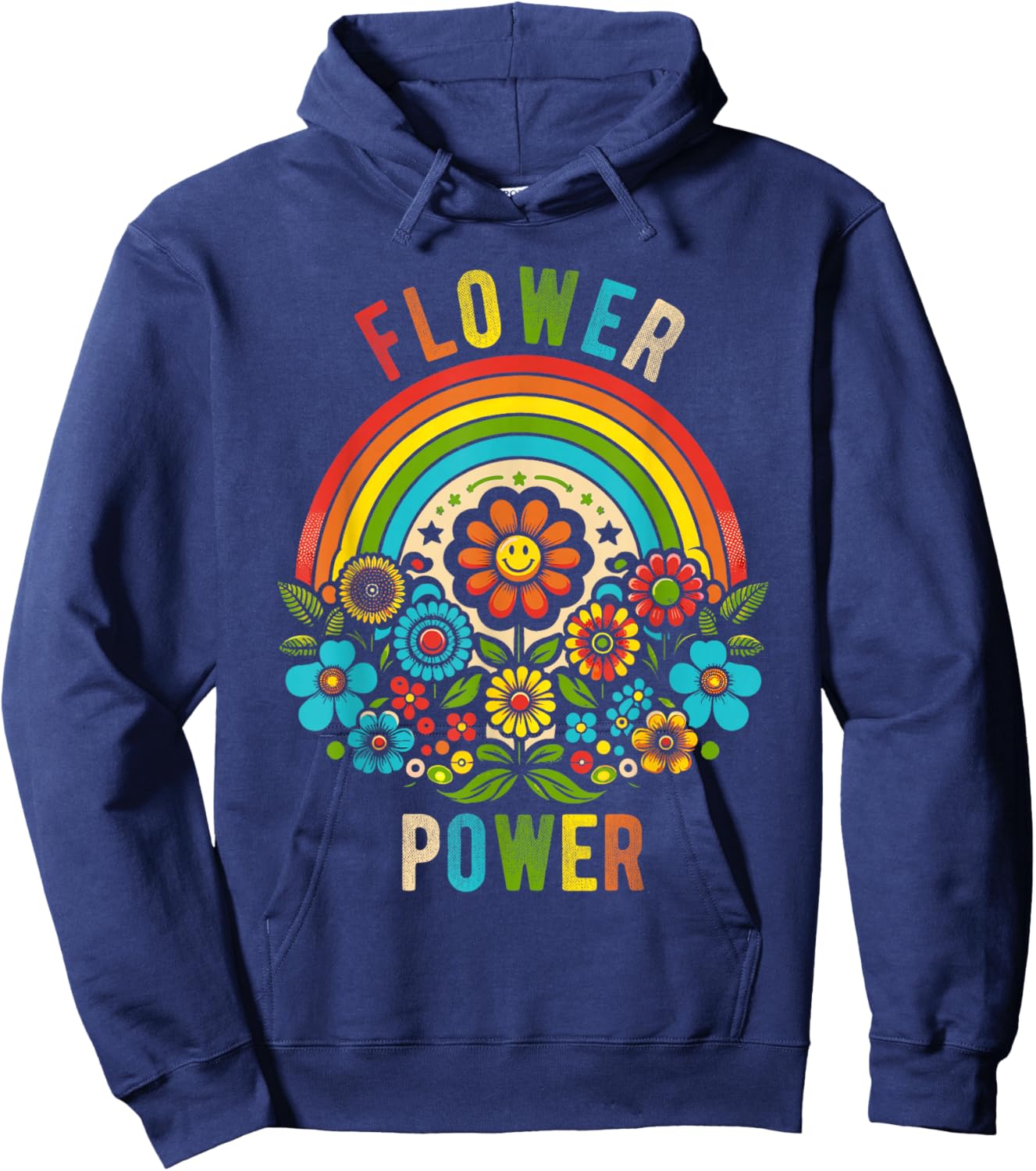 Flower Power Retro Nature Nostalgia Vintage Outdoor Power Hoodie - Hoodie | Navy