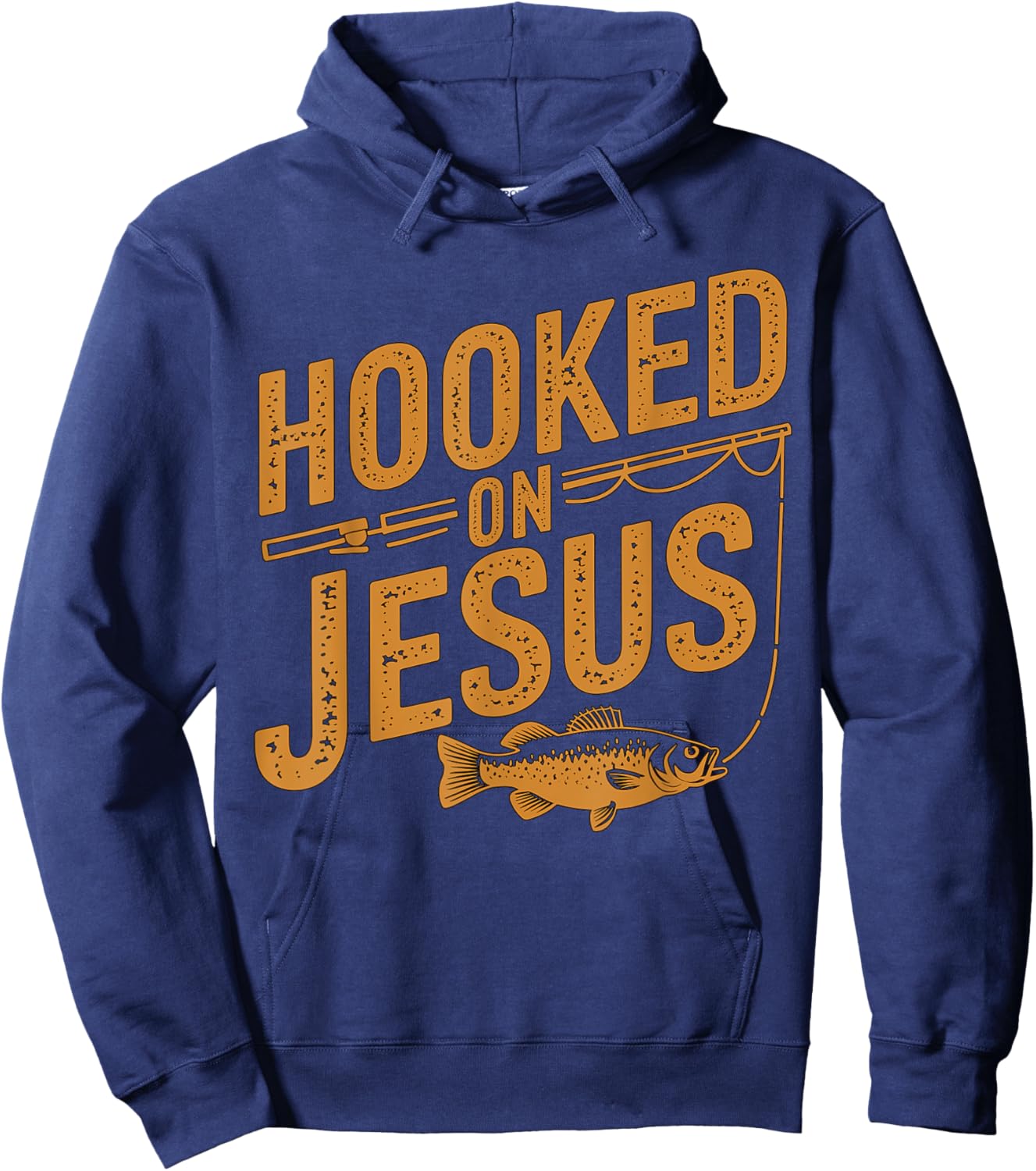 Hooked on Jesus Fishing Christian Hoodie - Hoodie | Navy