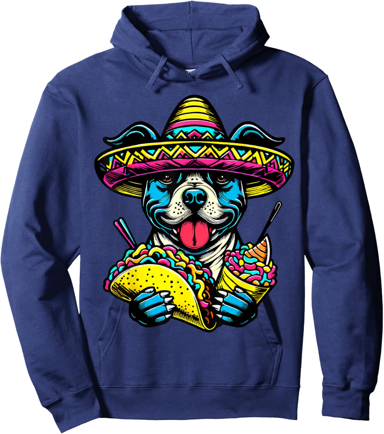 Let's Fiesta Dog Pitbull Cinco De Mayo tacos Sombrero Men Women Kids Hoodie - Hoodie | Navy