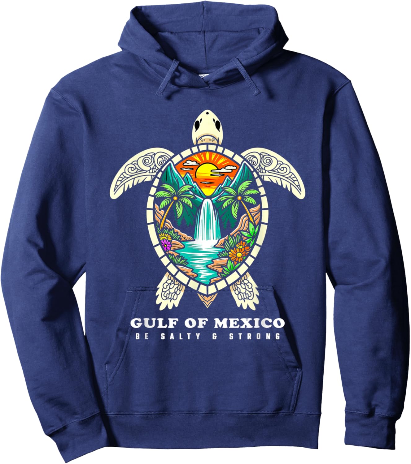 Retro Vintage Turtle Gulf of Mexico Be Salty And Strong Hoodie - Hoodie | Navy