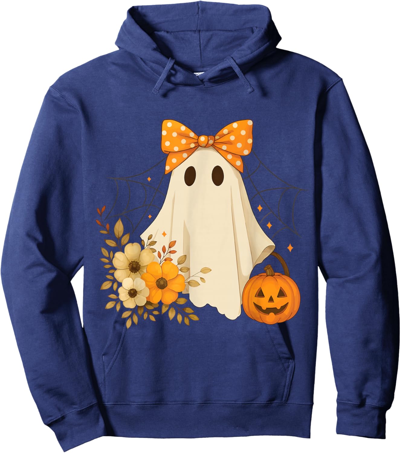 Coquette Flower Lace Ghost Funny Halloween Costume Hoodie - Hoodie | Navy