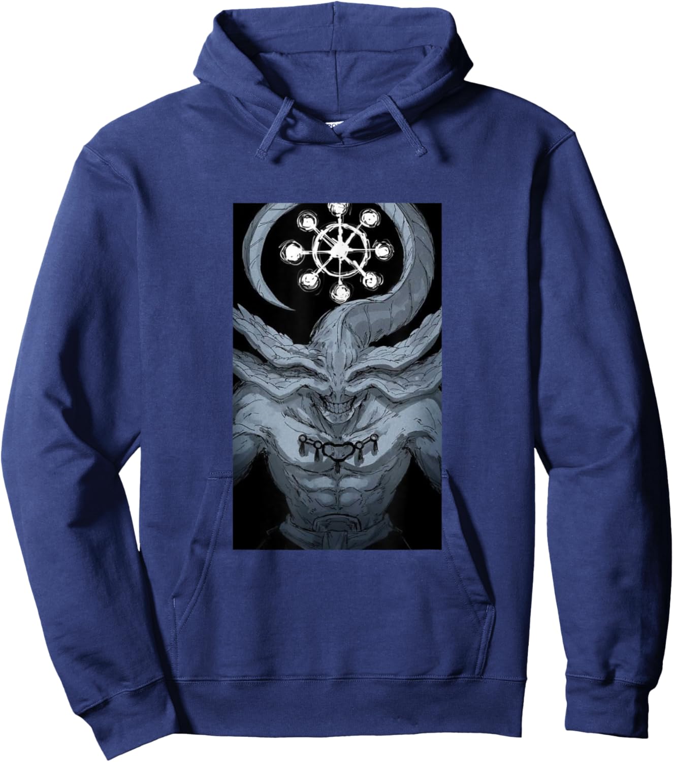 JujuCustoms Anime Apparel , Black, Small, Short Sleeve, , Classic Fit, Anime Graphic Hoodie - Hoodie | Navy