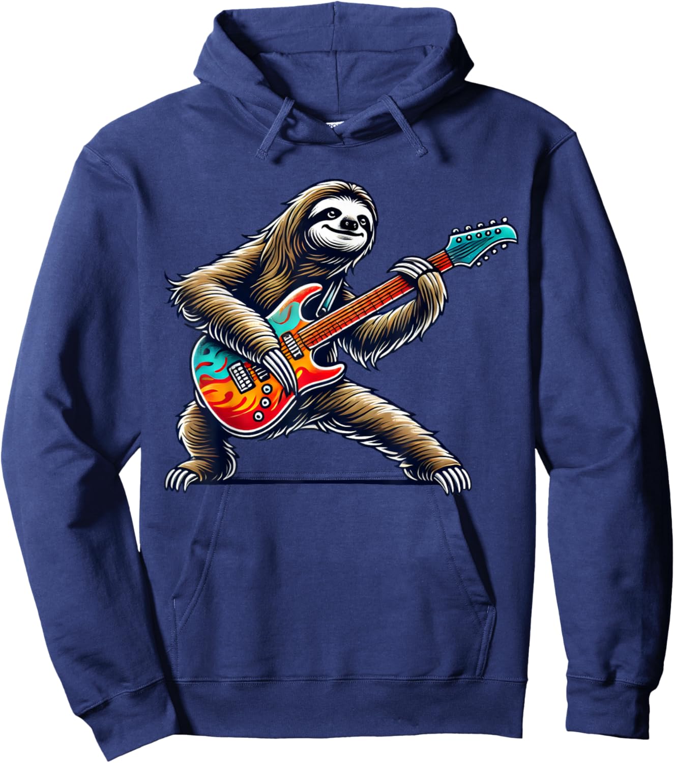 Cute Punk Sloth, Rock'n Roll Goth, Guitar Kids Rock Star Hoodie - Hoodie | Navy