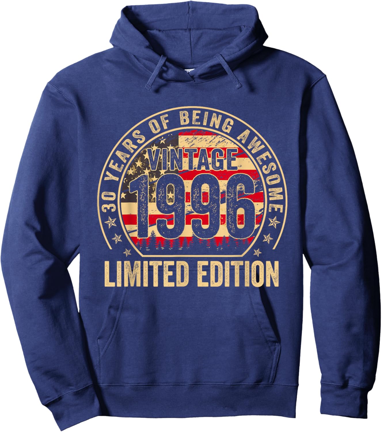 Vintage Made in 1996 American Flag 30th Birthday Gifts Men Hoodie - Hoodie | Navy