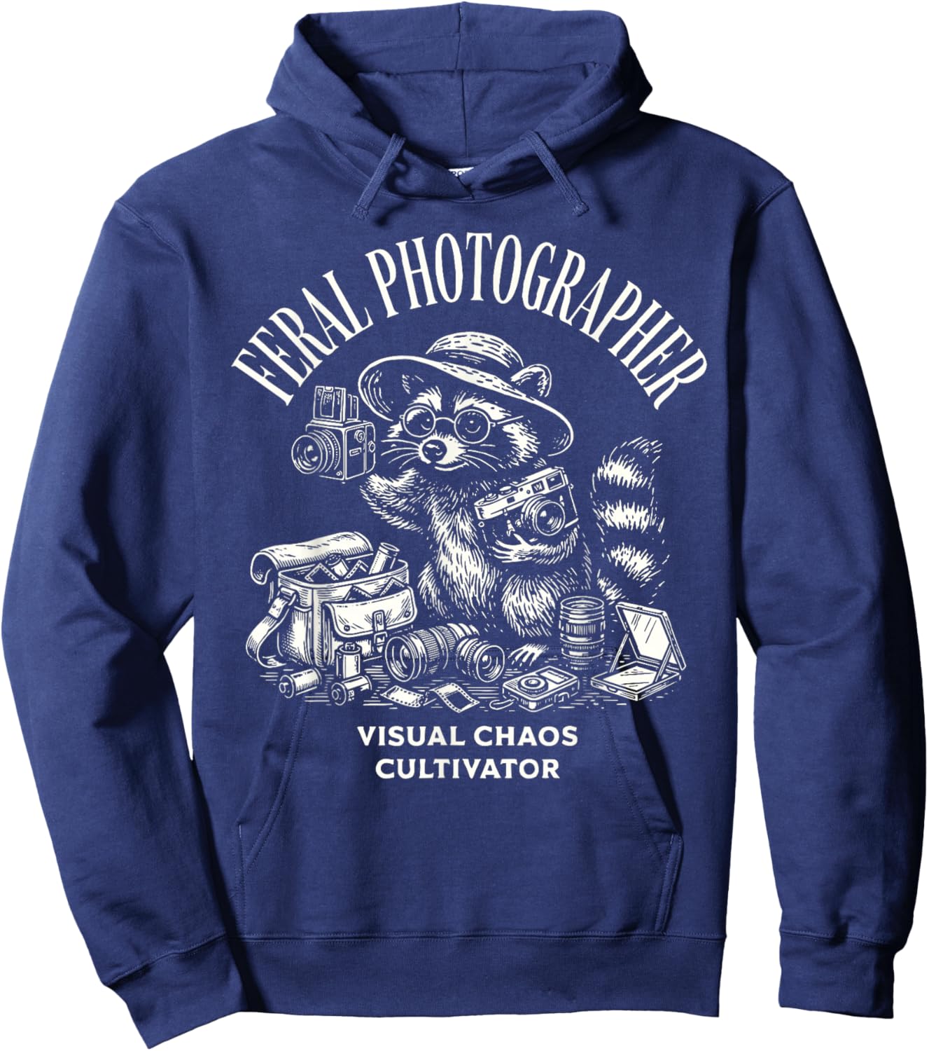 Feral Photographer Funny Raccoon Camera Photography Humor Hoodie - Hoodie | Navy
