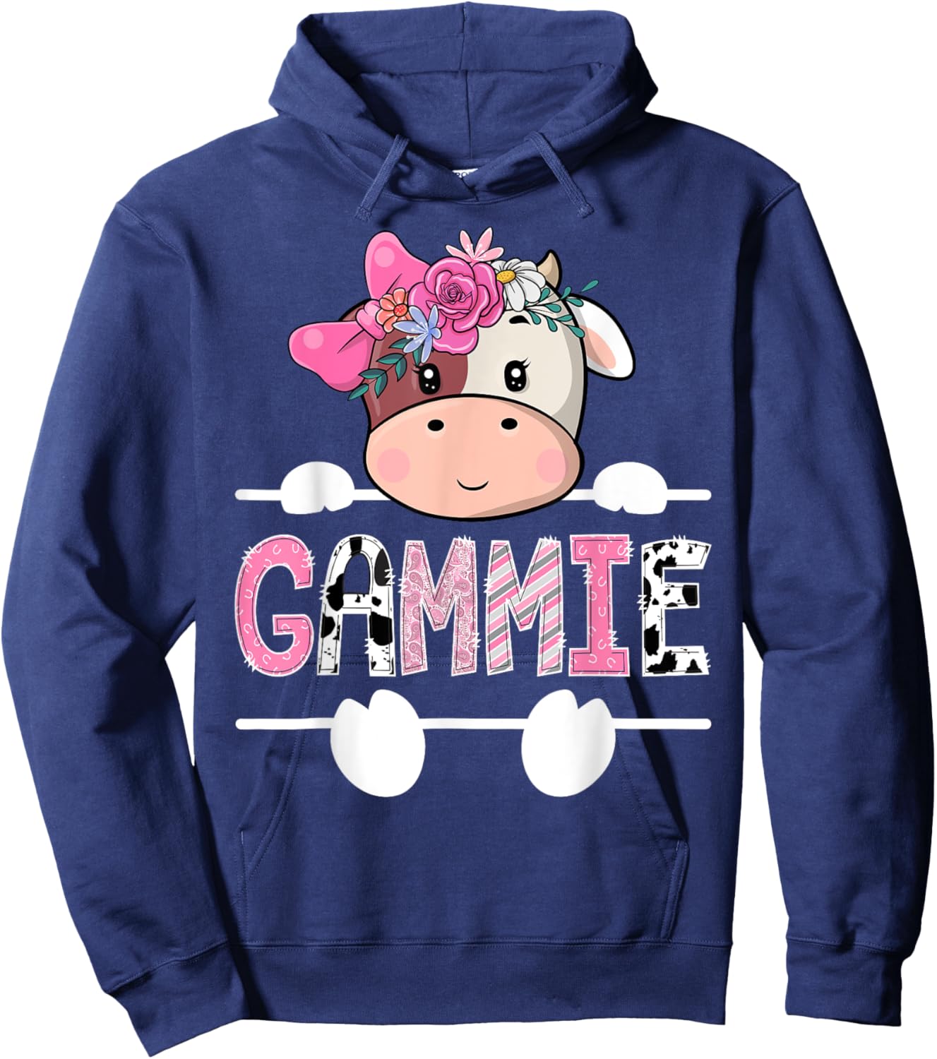 Gammie Of The Birthday Girl Pink Cute Cow Matching Hoodie - Hoodie | Navy
