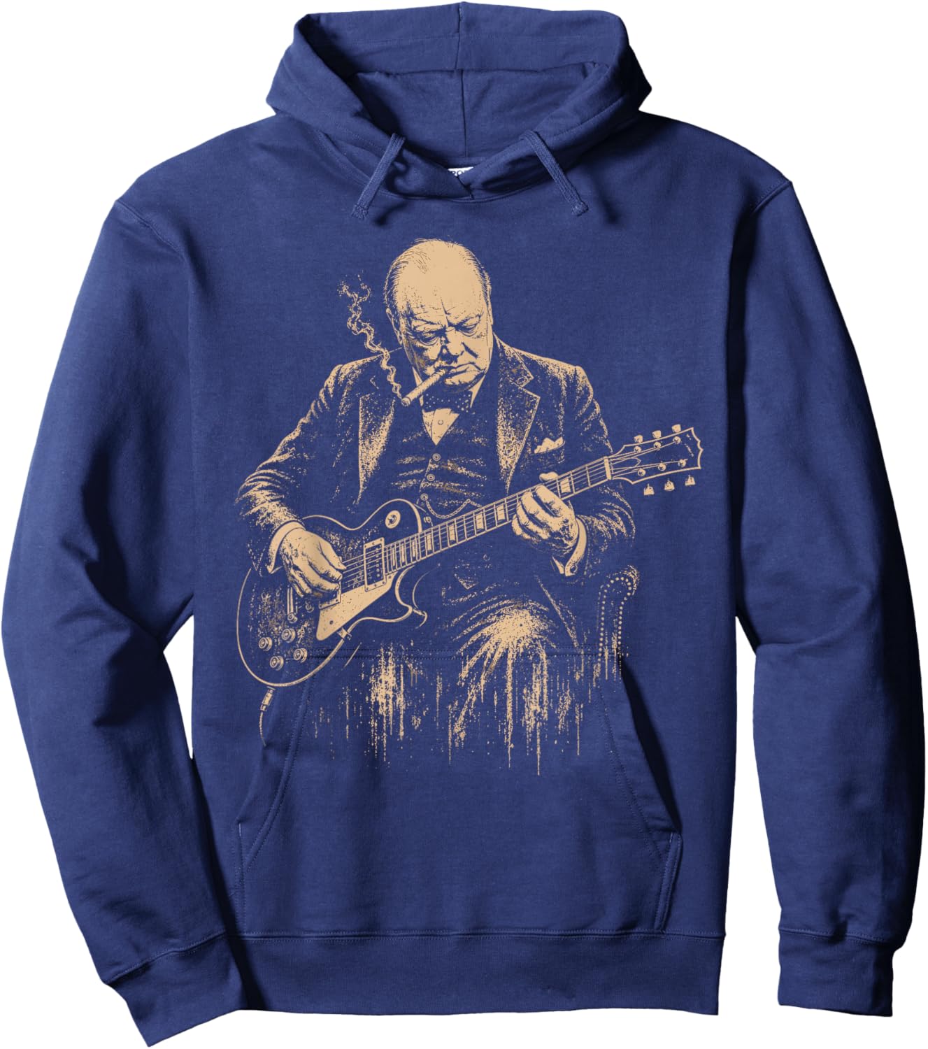 Drôle de Winston Churchill Jouant de la Guitare Hoodie - Hoodie | Navy