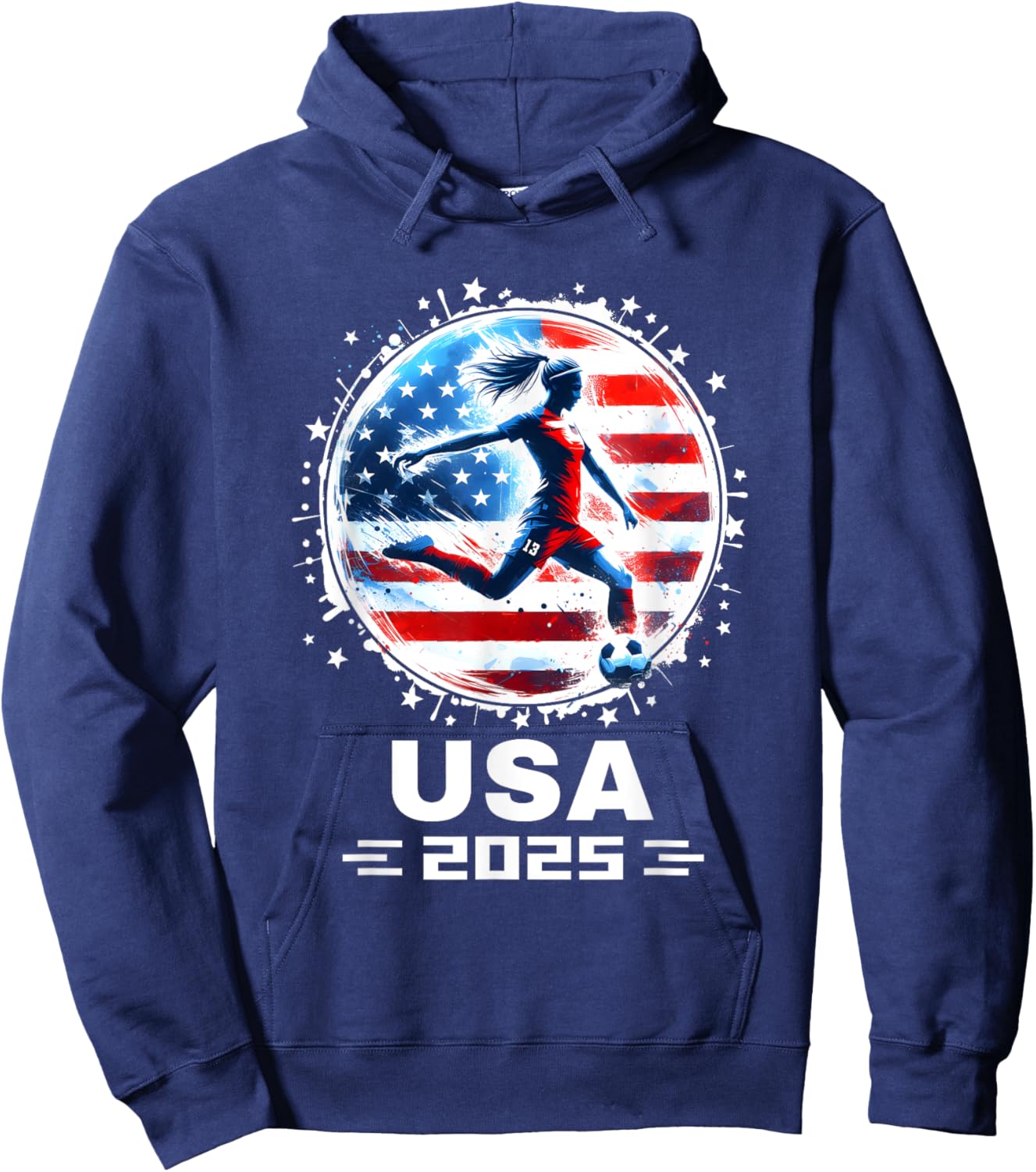 Soccer Team American Flag Soccer Apparel Soccer 2025 Hoodie - Hoodie | Navy