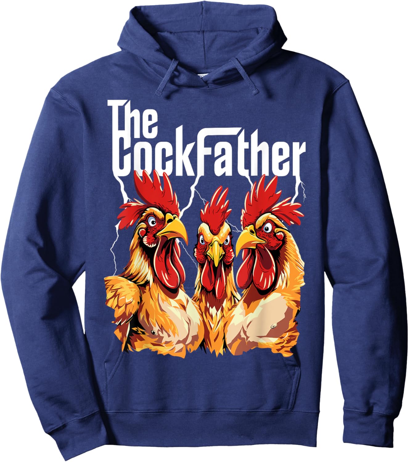 The Cockfather Chicken Father Dad Owner Funny Cute Rooster Hoodie - Hoodie | Navy