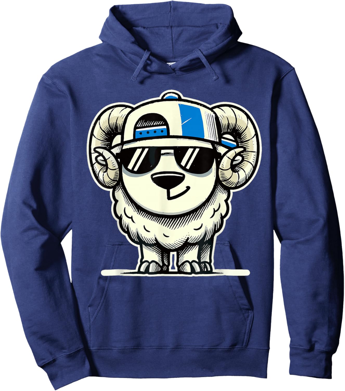 Retro Ram in Sunglasses Novelty Funny Ram Hoodie - Hoodie | Navy