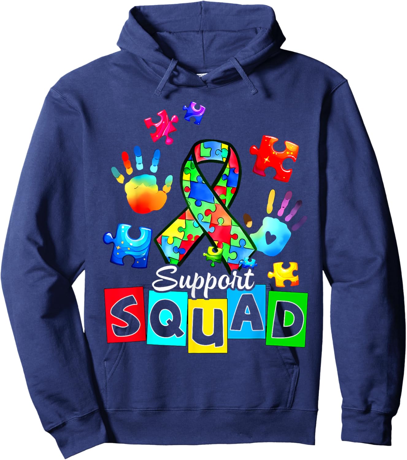 Autism Awareness Autism Support Squad Family Hoodie - Hoodie | Navy