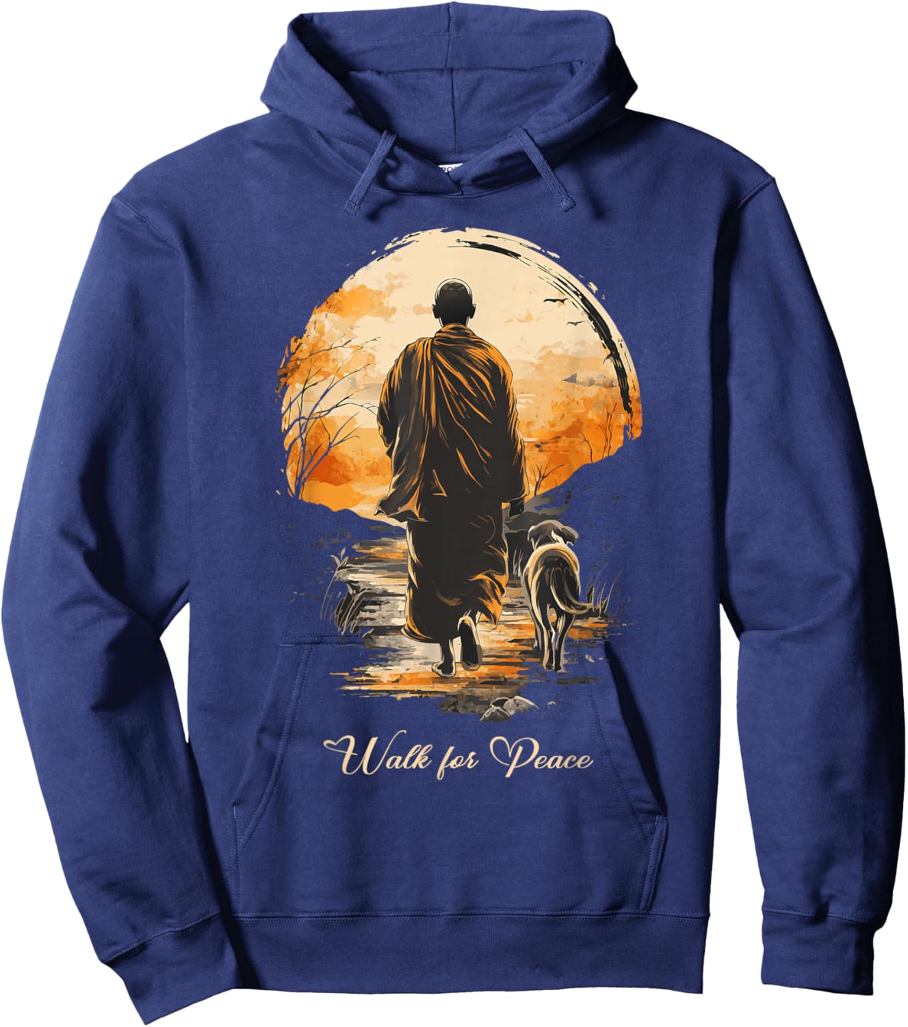 Walk for Peace World Peace Monks Aloka Dog Spiritual Hoodie - Hoodie | Navy