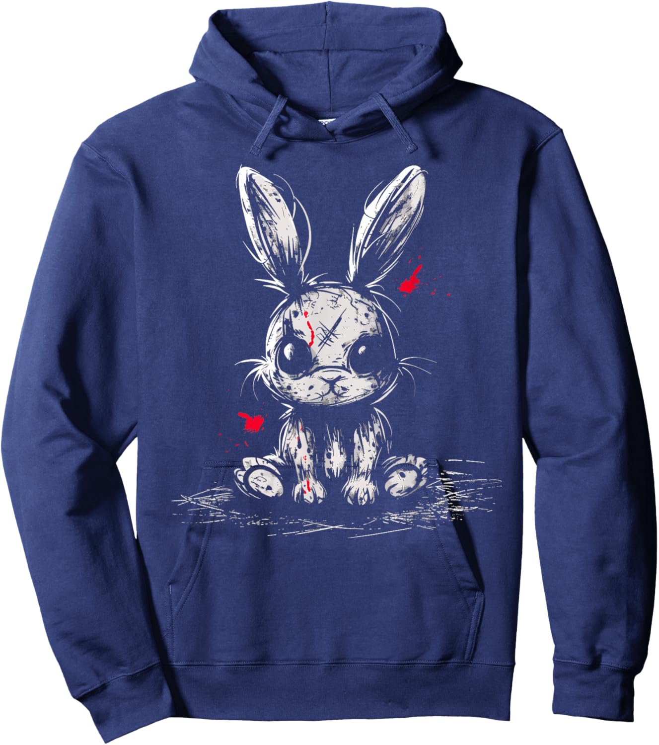 Evil Horror Bunny Rabbit Creepy Cute Alt Goth Grunge Demon Hoodie - Hoodie | Navy