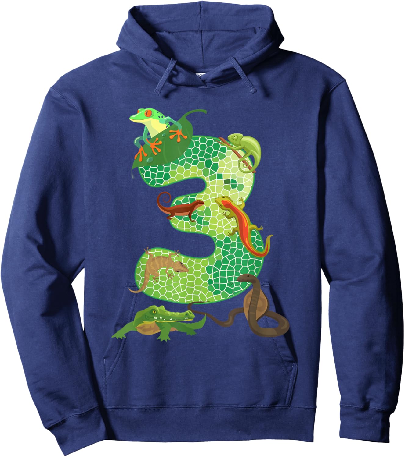 3rd Birthday Reptile Themed 3 Year Old Birthday Party Hoodie - Hoodie | Navy