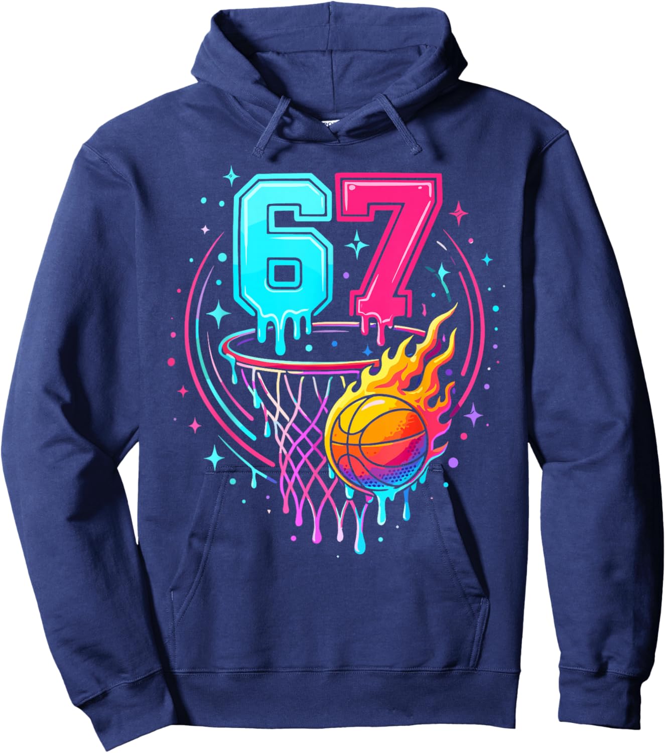 67 Basketball Ice Cream Drip Six Seven Bball Hoodie - Hoodie | Navy