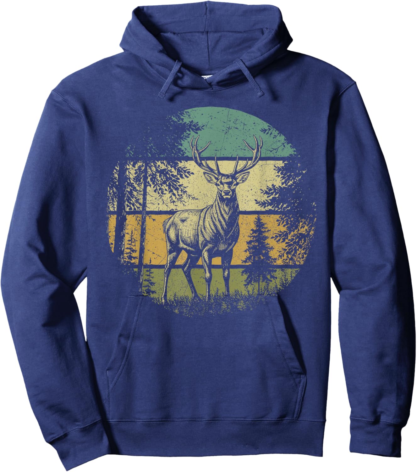 Vintage Deer Retro Forest Wildlife Outdoor Nature Graphic Hoodie - Hoodie | Navy
