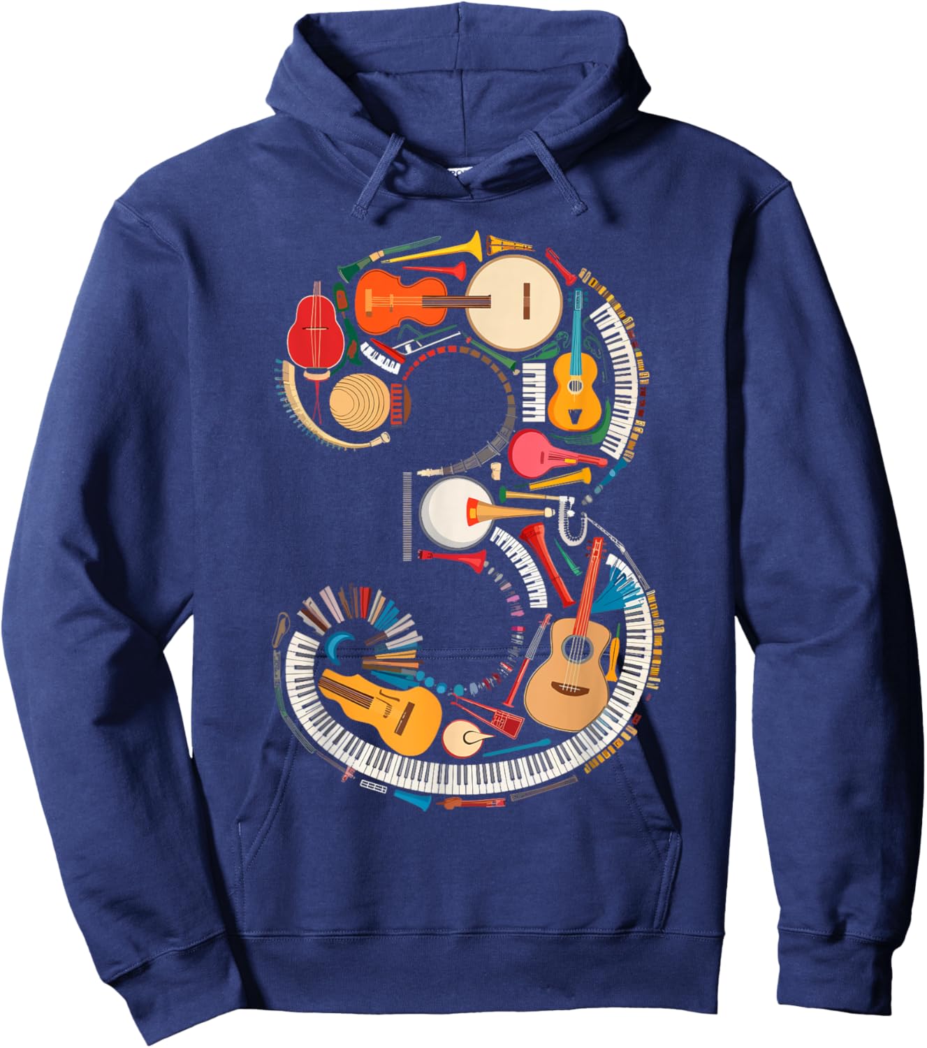 Musical Instruments Theme 3rd Birthday Musician Music Player Hoodie - Hoodie | Navy