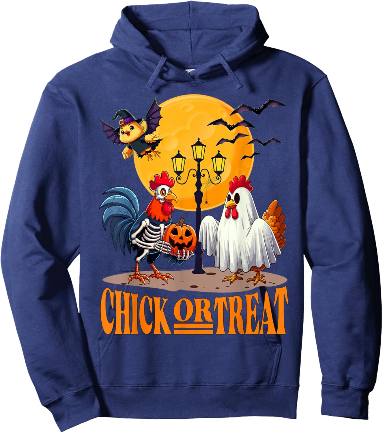 Skeleton Chicken Halloween Funny Spooky chicken Lovers Hoodie - Hoodie | Navy