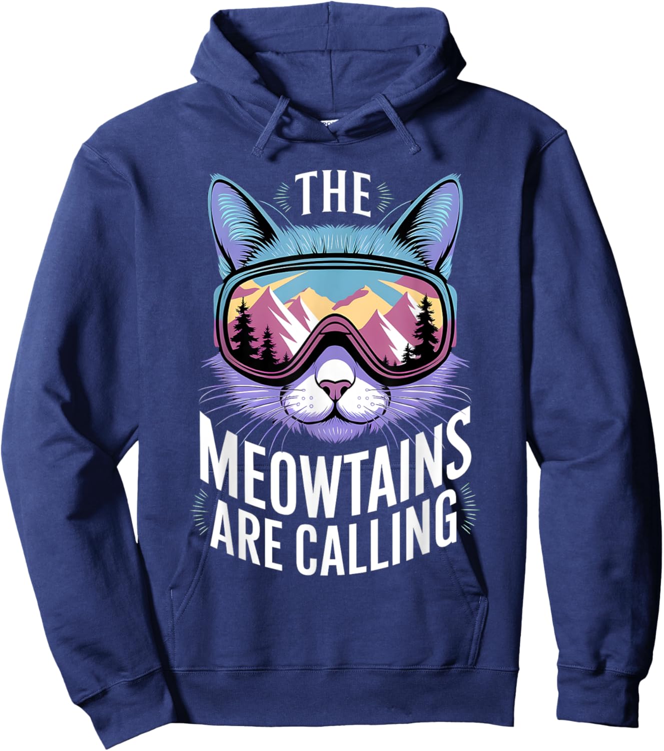 the mountains are calling cat lover Cool Snowboard ski lover Hoodie - Hoodie | Navy