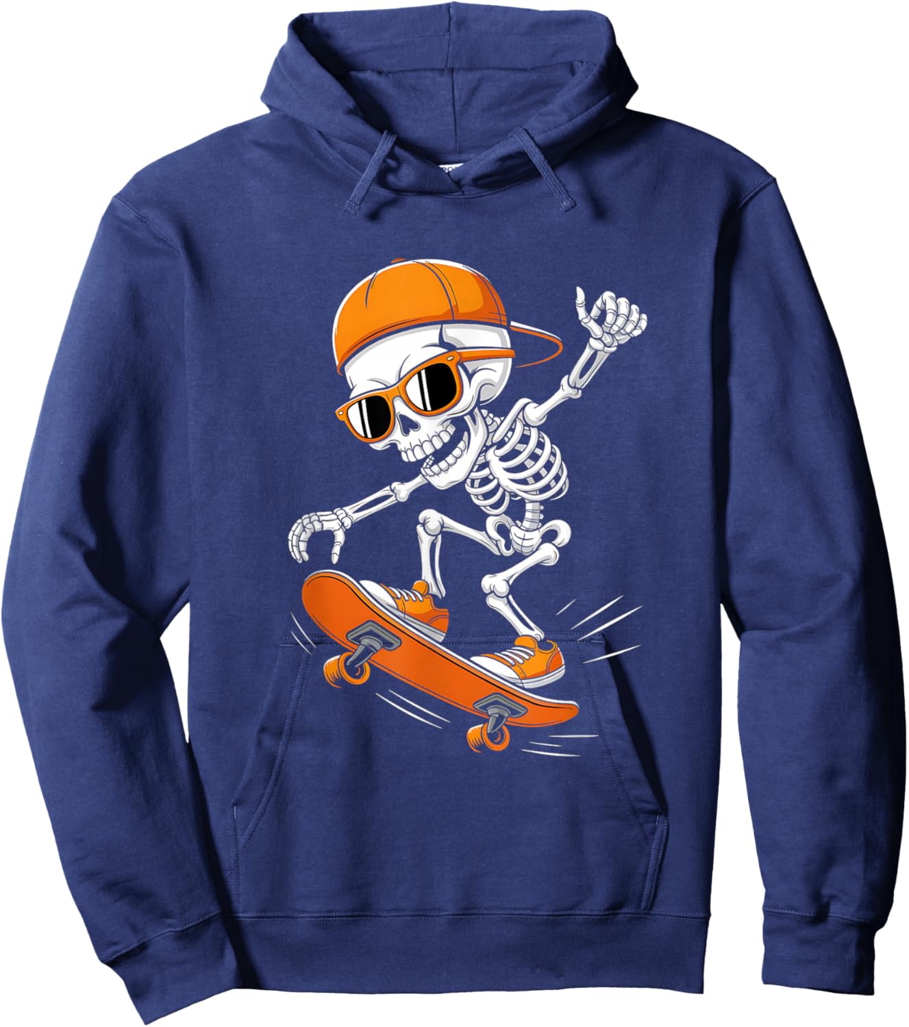 Halloween Skeleton Skateboard Funny Skateboarding Teens Boys Hoodie - Hoodie | Navy